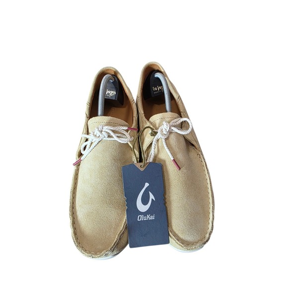 OluKai Ka\'a Men\'s 11 Golden Sand Suede Driver Moccasin Comfort Loafers NWT main image 7